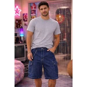 Vtg Old Skool Jeans Mens Shorts 40 Blue Denim Hip Hop Y2K Streetwear 2000s Short